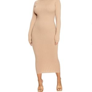 Naked Wardrobe Nude Ribbed Dress